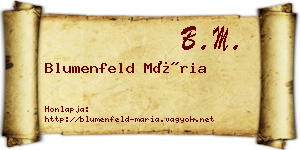 Blumenfeld Mária névjegykártya